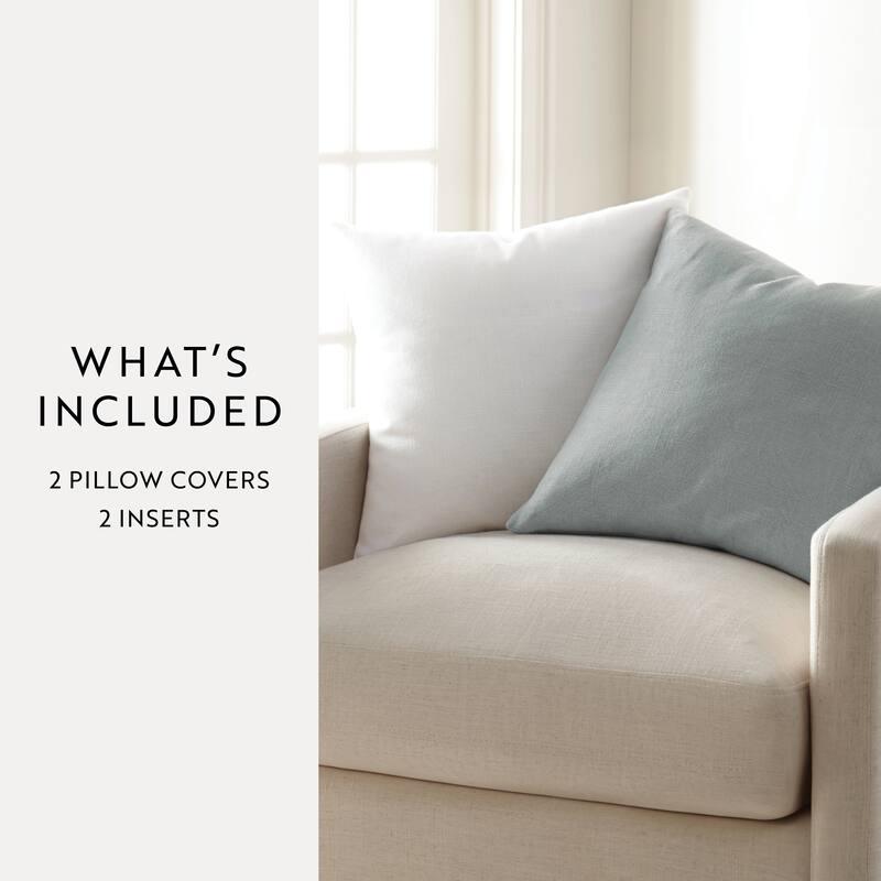 2-Pack Cotton Slub Decor Throw Pillows in Solids