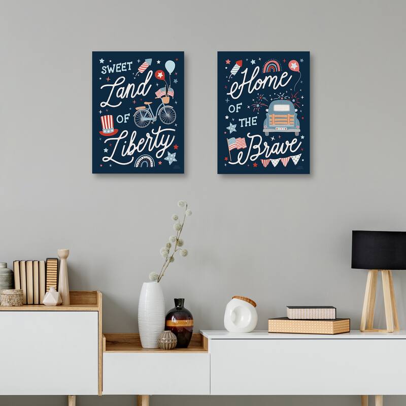 Stars and Stripes III, Stars and Stripes IV by Laura Marshall Canvas Art Prints