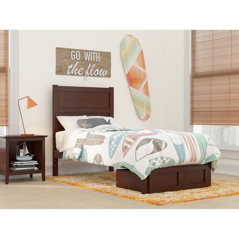 NoHo Twin Bed with Foot Drawer in Walnut