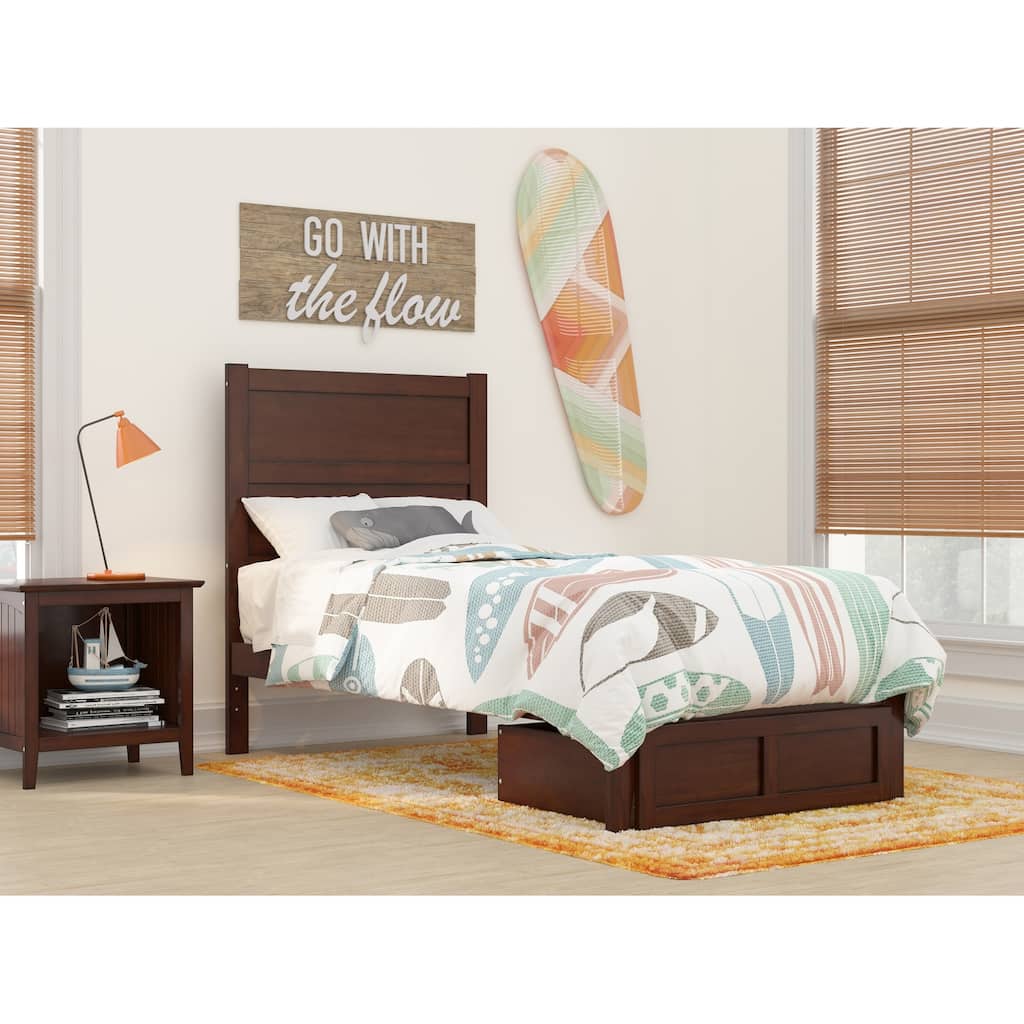 NoHo Twin Bed with Foot Drawer in Walnut