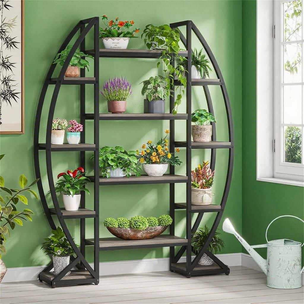12-Shelf Half-Moon Plant Stand
