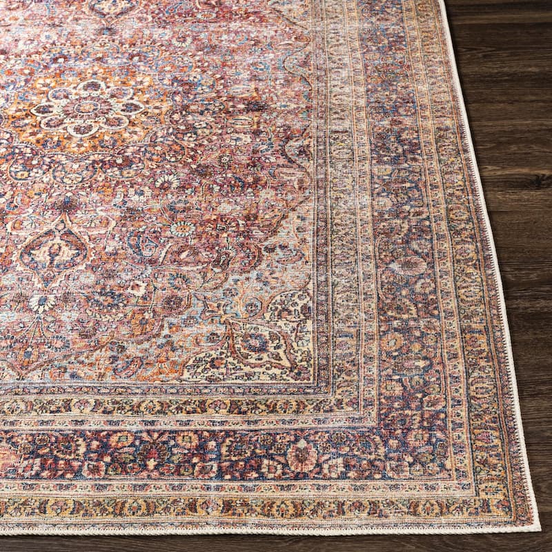 Livabliss Traditional Amelie Medallion Washable Area Rug