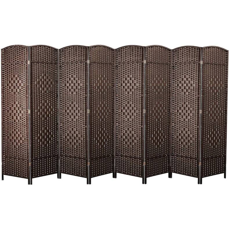 8 Panel Room Divider, Folding Screen - Walnut Brown - Walnut