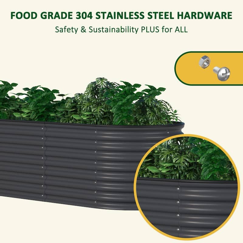 VEIKOUS 23.1''H Metal Galvanized Raised Garden Bed 9-in-1 Modular Outdoor Planter Box