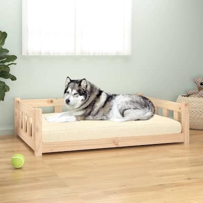 vidaXL Dog Bed Natural Pine Solid Pine Wood Large Durable Dog Bed - 29.7 x 41.5 x 11.0