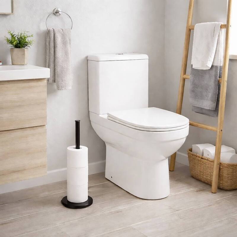 Black Toilet Paper Holder Stand - 6"L x 6"W x 17.00"H