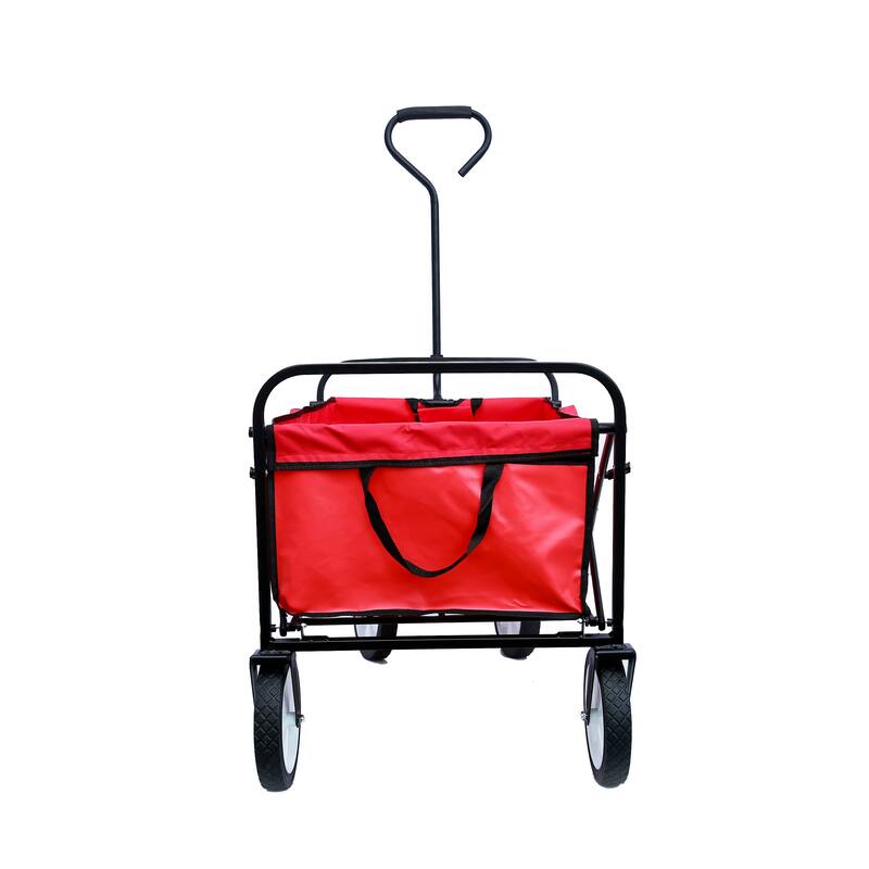 Durable Folding Utility Wagon Cart, 600D Polyester Fabric, 150 lbs Capacity, for Beach, Garden, Camping, and Shopping