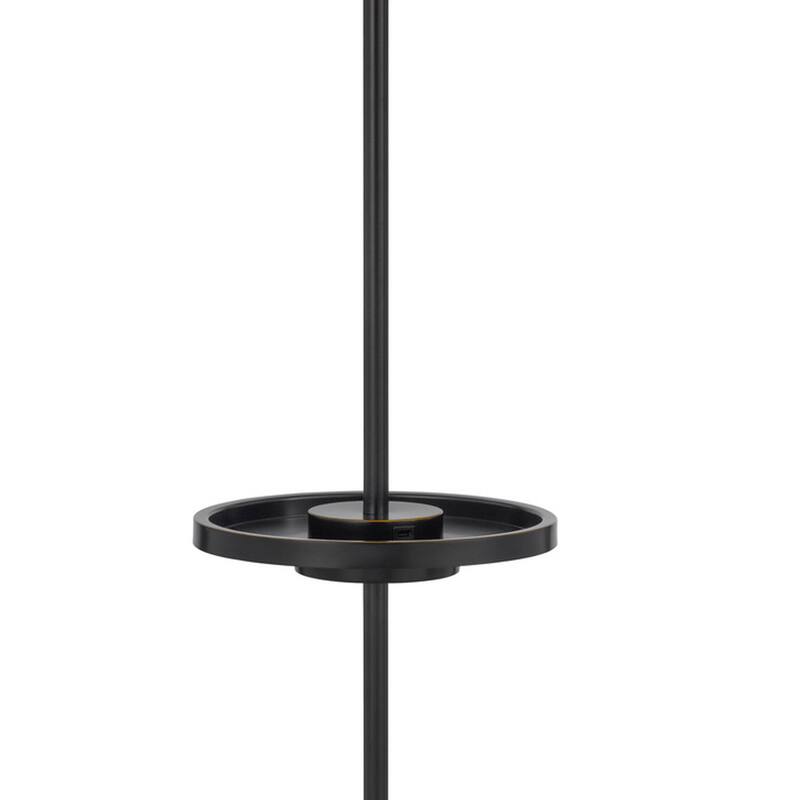 62 Inch Metal Floor Lamp, Tray, Dimmer, 2 USB Ports, Bronze