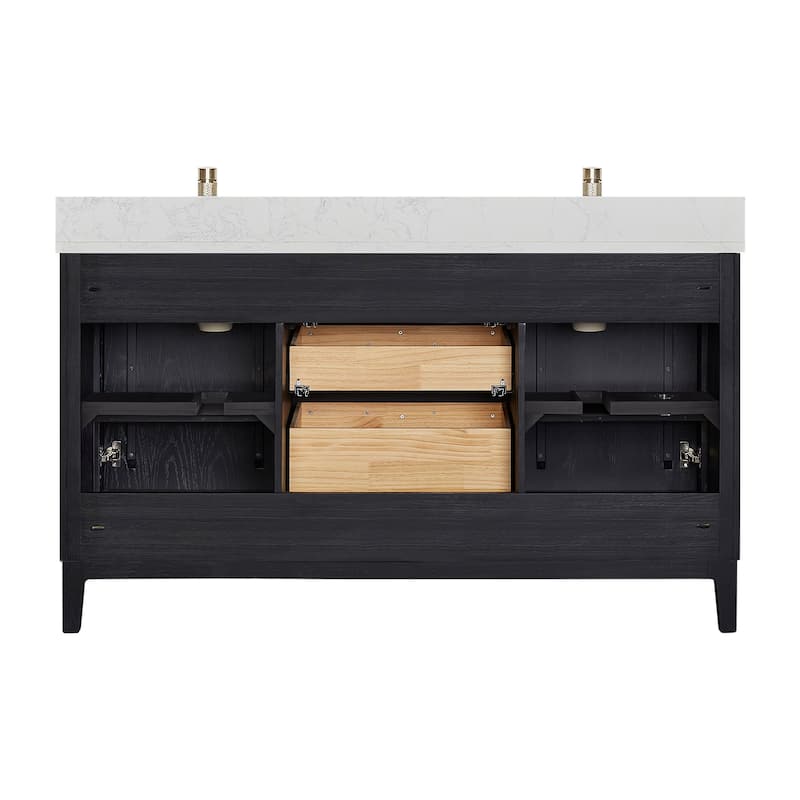 Gara Double Bath Vanity with Composite Stone Top without Mirror