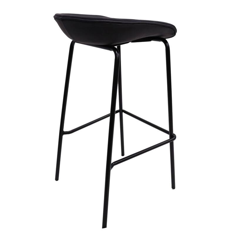 Leather Barstool with Powder-Coated Iron Frame Servos Series