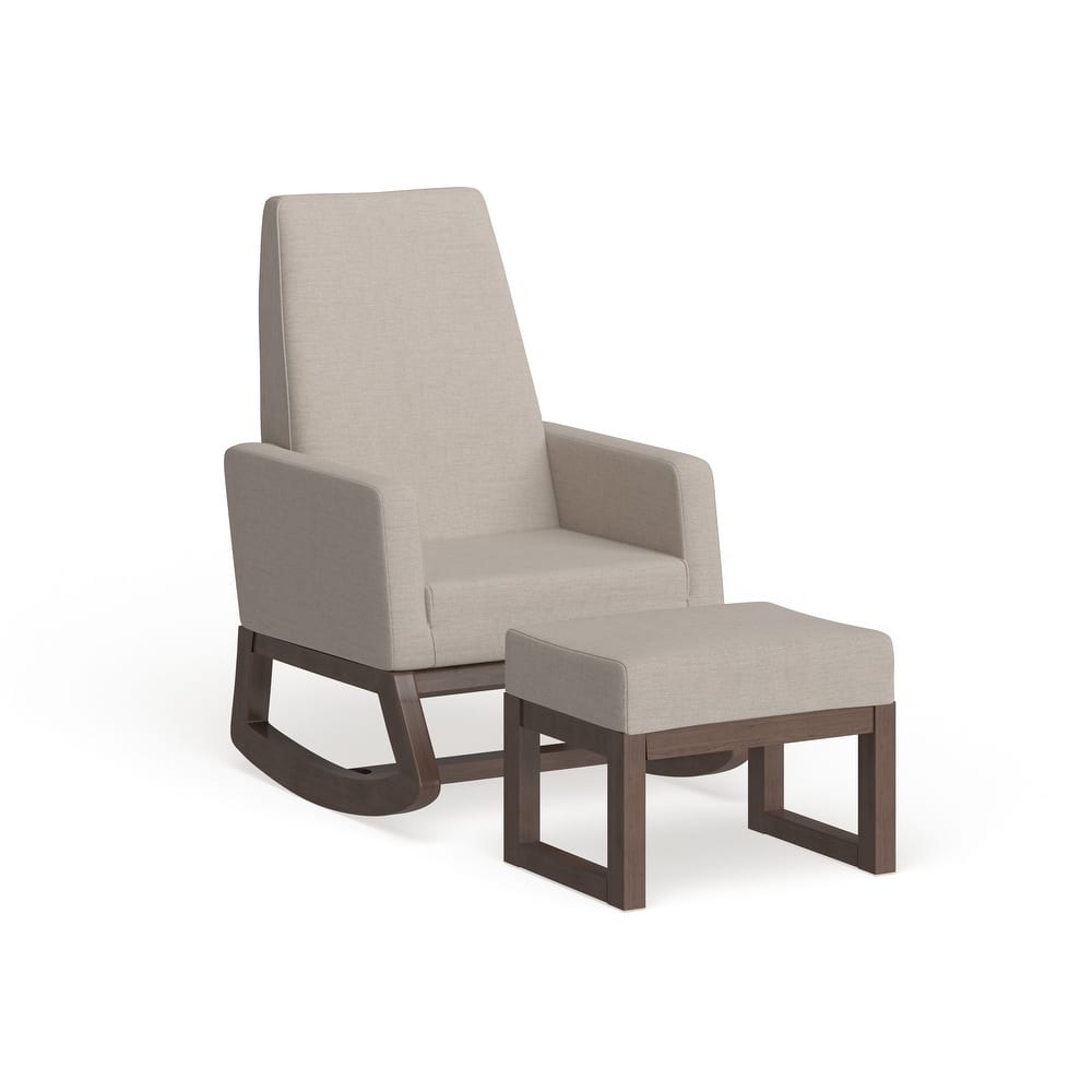 Carson Carrington Honningsvag Mid-century Modern Light Beige Upholstered Rocking Chair and Ottoman Set