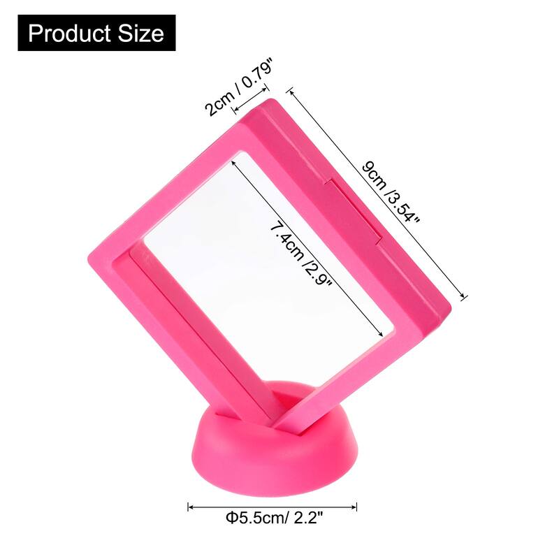 12 Pcs 3D Floating Display Case, Display Holder PE Jewelry Storage Box - Rose Red - 3.54 x 3.54 Inch