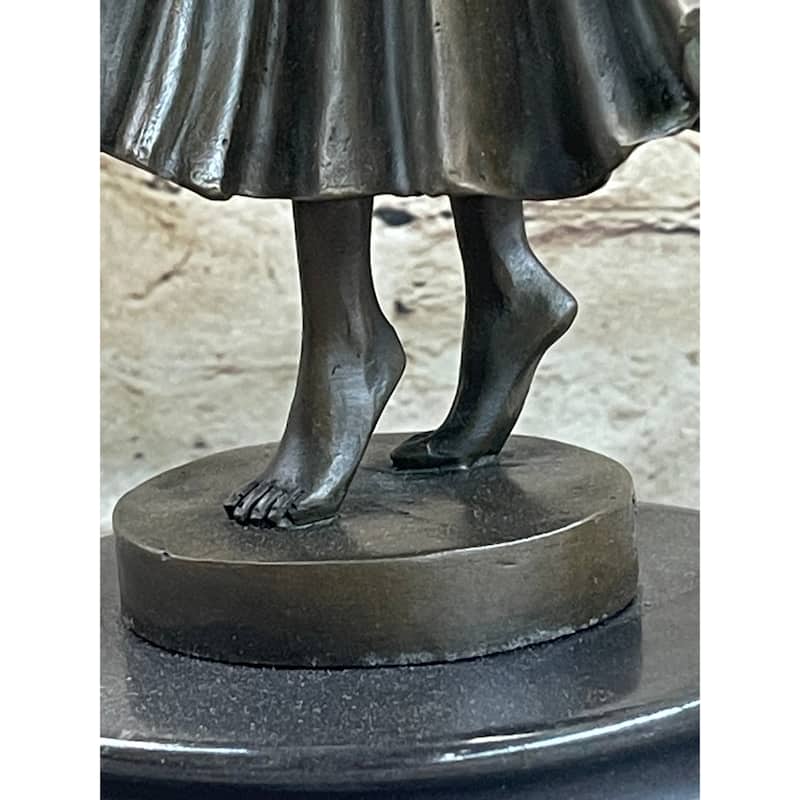Art Deco Chiparus Russian Dancer Hands Raised Bronze Statue Sculpture Figure Marble Base