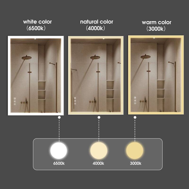 Rectangular Aluminum Framed Multi-functional Wall Mounted LED Bathroom Vanity Mirror