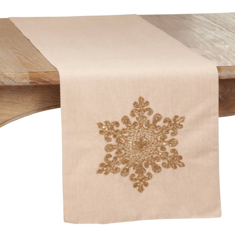 Beaded Table Runner With Snowflake Design