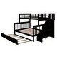 preview thumbnail 6 of 32, Stairway Twin Over Full Bunk Bed with Guardrail & Storage, Wood Bed Frame with Twin Trundle for Kids Teens Adults, Bedroom Dorm