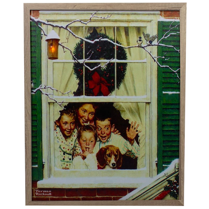19" Lighted Norman Rockwell 'Oh Boy! It'S Pop A New Plymouth' Christmas Wall Art