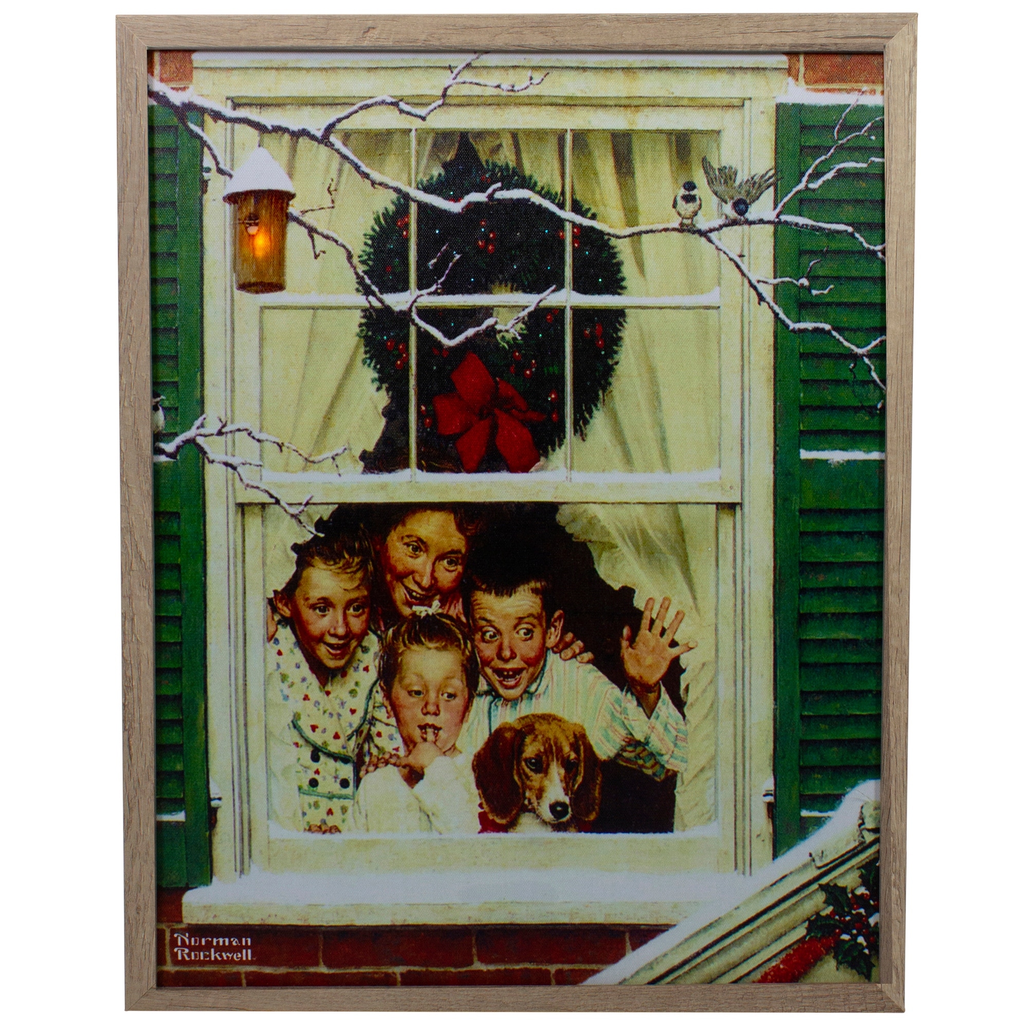19" Lighted Norman Rockwell 'Oh Boy! It'S Pop A New Plymouth' Christmas Wall Art
