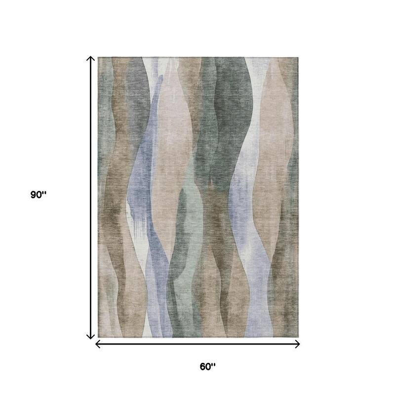 HomeRoots Abstract Transitional Rectangle Outdoor Rug