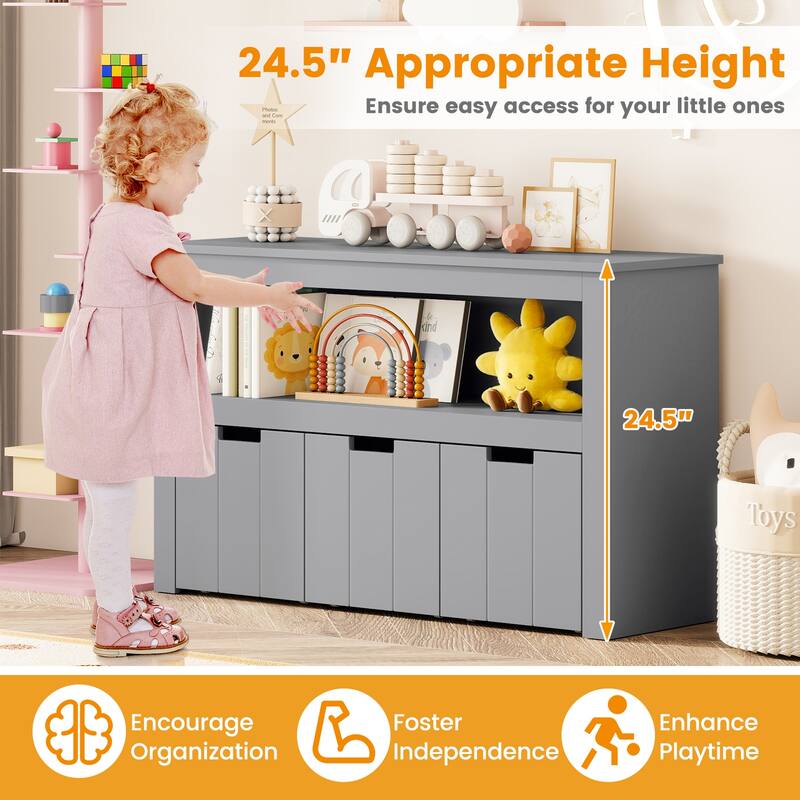 3-Drawer Storage Cabinet with Slide-Out Drawers and Wheels for Multi-Functional Home Organizer - 40" x 13" x 24.5" (L x W x H)