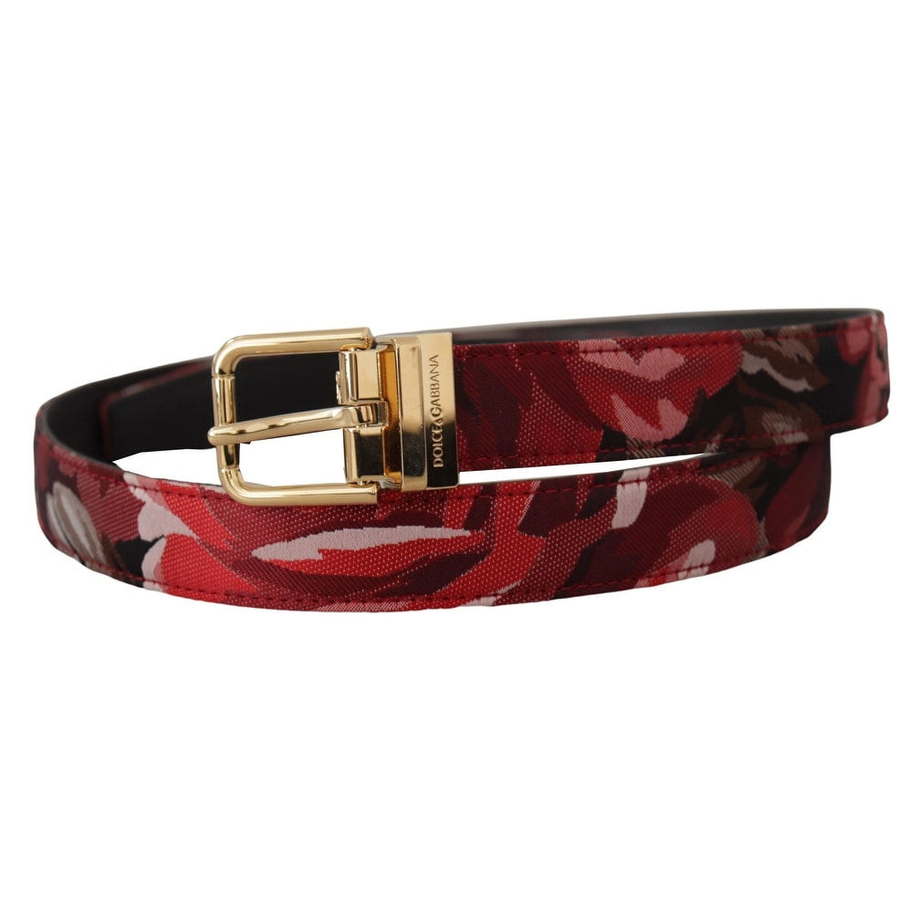 Dolce \u0026 Gabbana Red Multicolor Leather Belt with Gold-Tone Men's Buckle -  Overstock - 42273977, image size:1008x1008