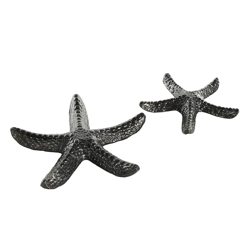 Aluminum Metal Starfish Bubble Textured Decorative Sculpture - Set of 2 Black - Roche River Decor