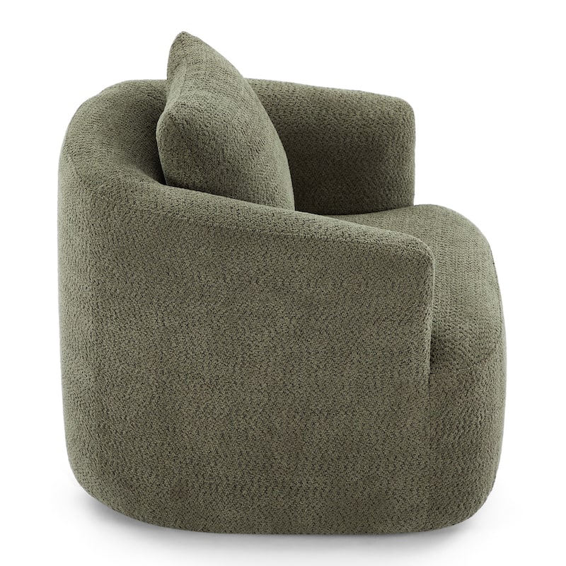 Roomfitters 360° Chenille Upholstered Swivel Barrel Chair Accent Sofa with Throw Pillow for Living Room Bedroom Office Hotel