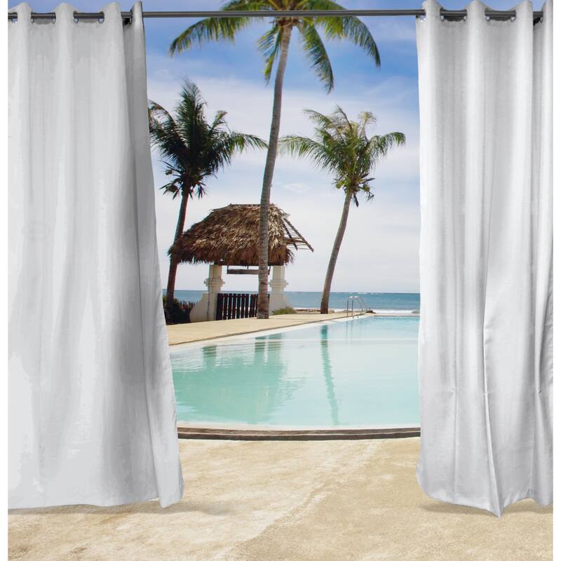 54" x 84" Solid Grommet Semi-Sheer Outdoor Curtain Panel - 54X84 - White
