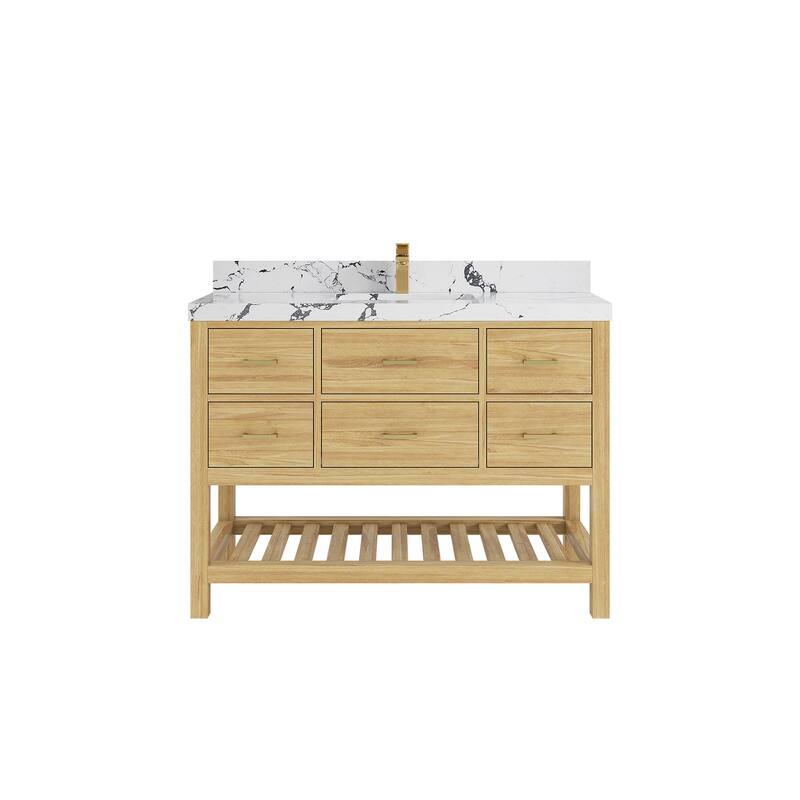 Willow Collections 48 in. W x 22 in. D Parker Solid Teak Single Sink Bathroom Vanity with Countertop