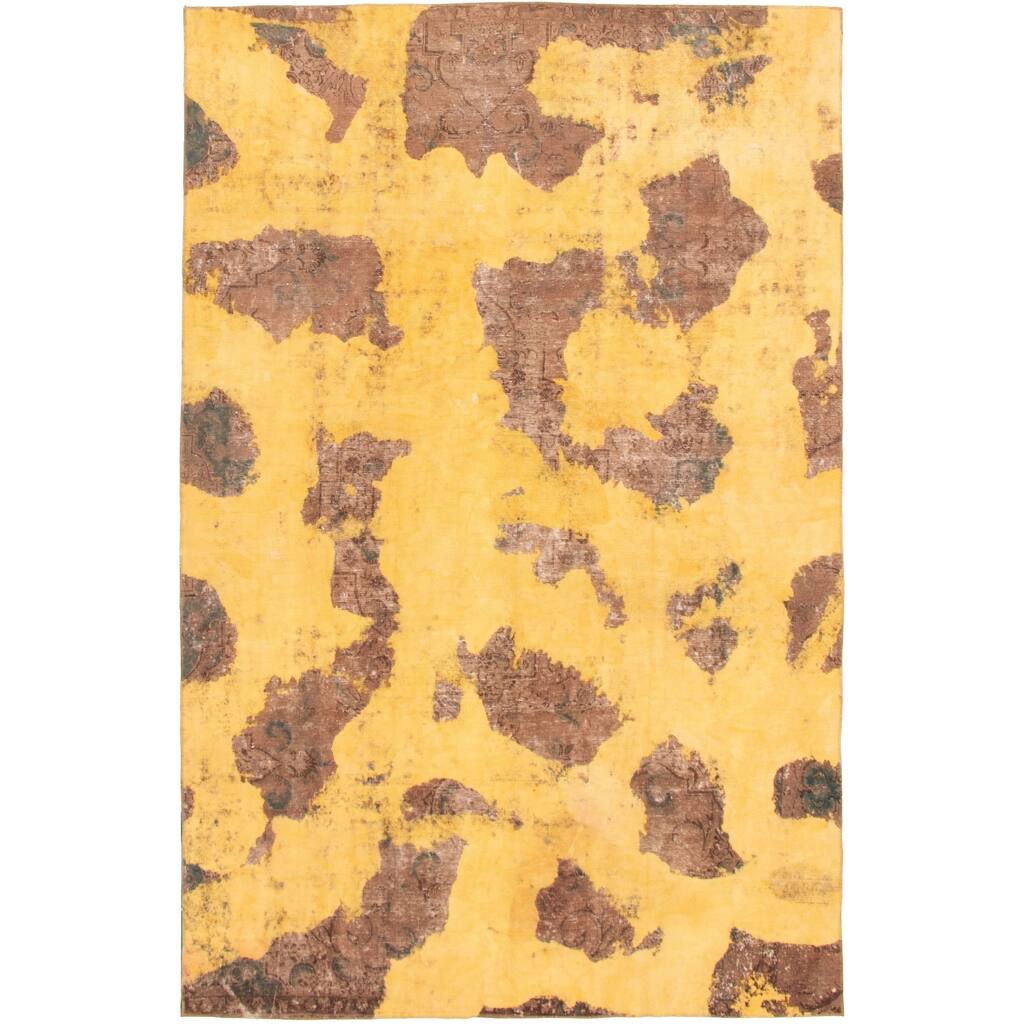 Hand-knotted Color Transition Gold Wool Rug - 7'5 x 11'8