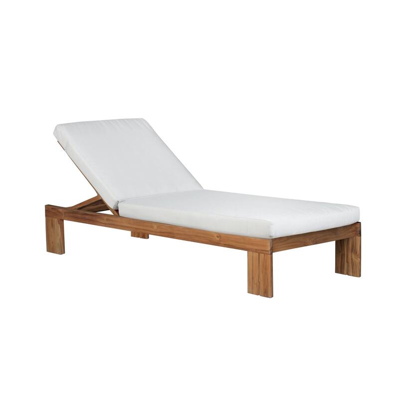 Paradiso Outdoor Teak Chaise - Light Gray Fabric - Brown