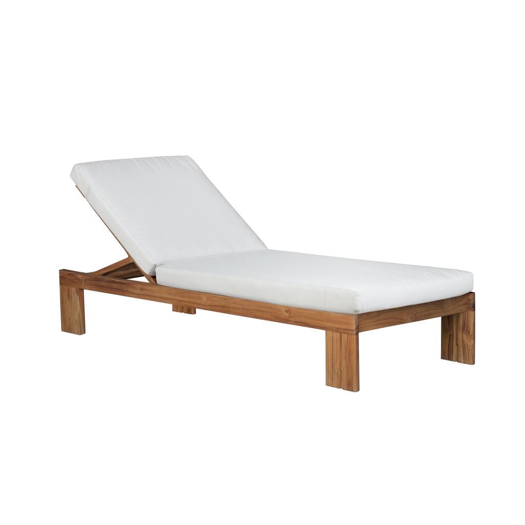 Paradiso Outdoor Teak Chaise - Light Gray Fabric