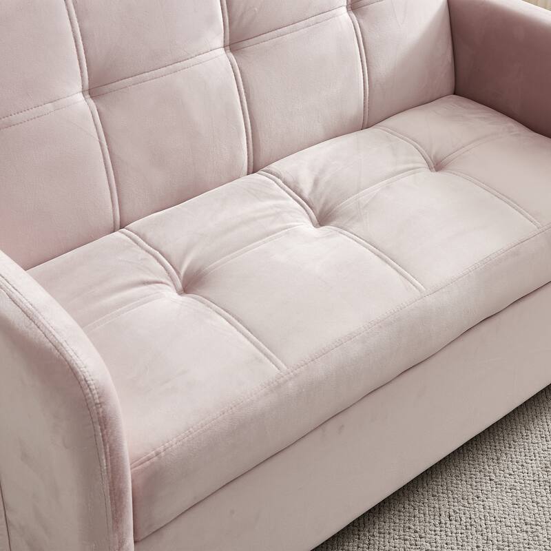 Velvet Sofa Bed with Two Pillows and Comfortable Support