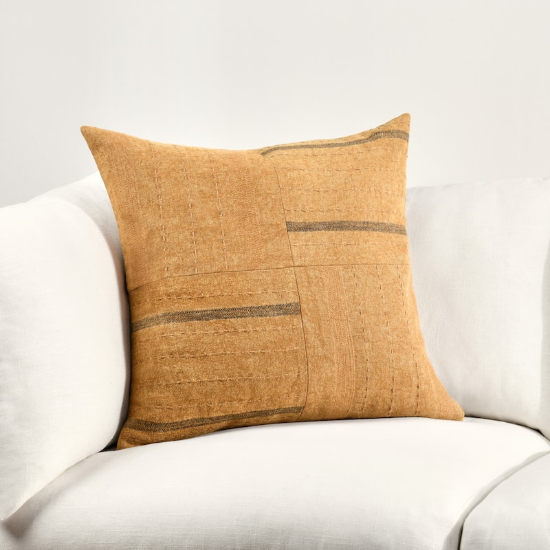 Villa by Classic Home Origin Belgian Linen Blend Throw Pillow - 22x22 - Chestnut Brown