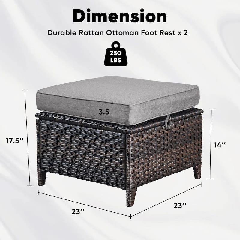 Outdoor Furniture Wicker Ottoman Patio Rattan Ottomans