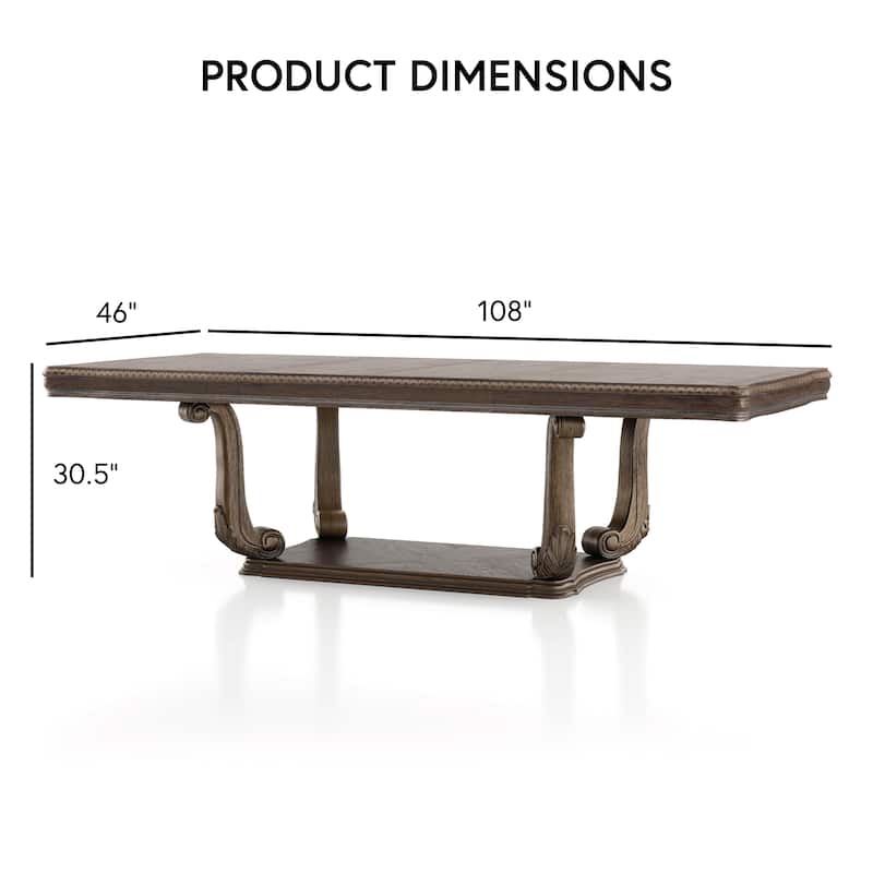 Furniture of America Cassian Traditional 9-Piece Weathered Oak Solid Wood Expandable Dining Table Set