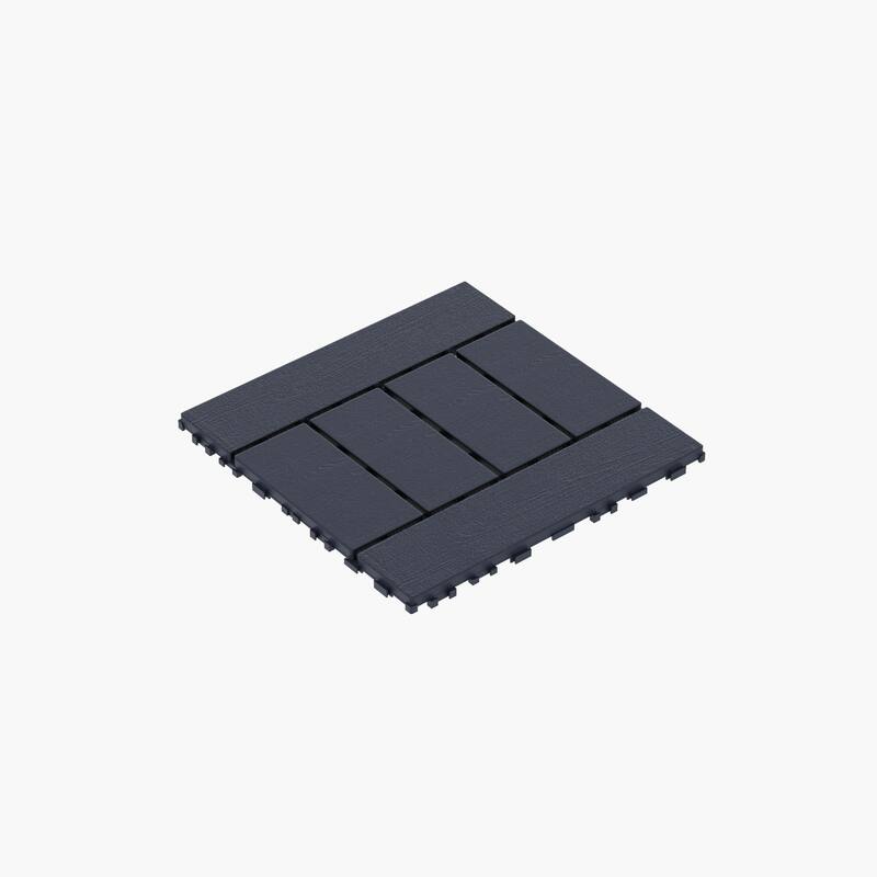 11.8"x11.8" Set of 44 Dark Grey Interlocking Wood-Plastic Composite Flooring Deck Tiles