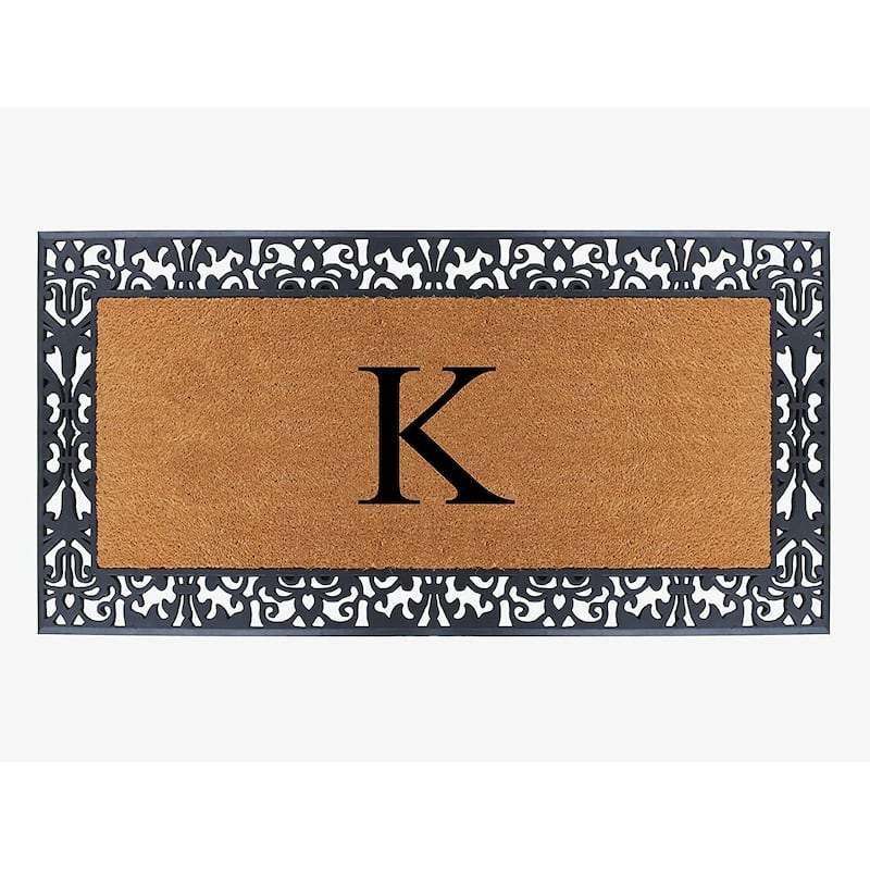 A1HC Rubber and Coir Paisley Border Heavy Duty Non-Slip Durable Double Door Monogrammed Doormat 30"X60" - K