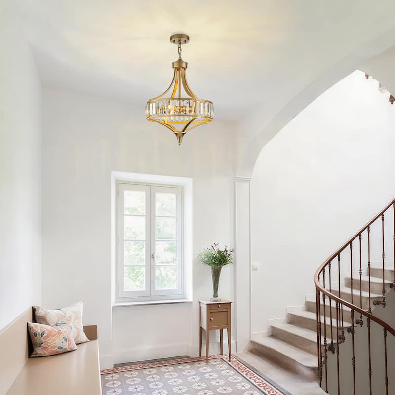Starsky 4-Light Modern Crystal Drum Chandelier