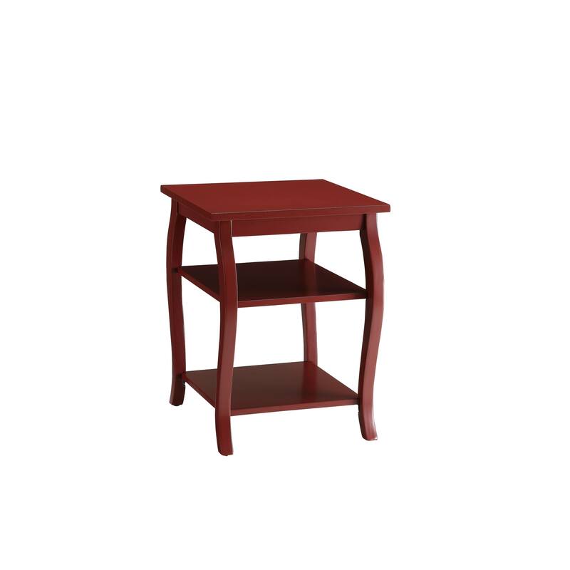 HomeRoots 23" Black Wood Bow Leg End Table With Two Shelves - 20" W x 18" D x 23" H
