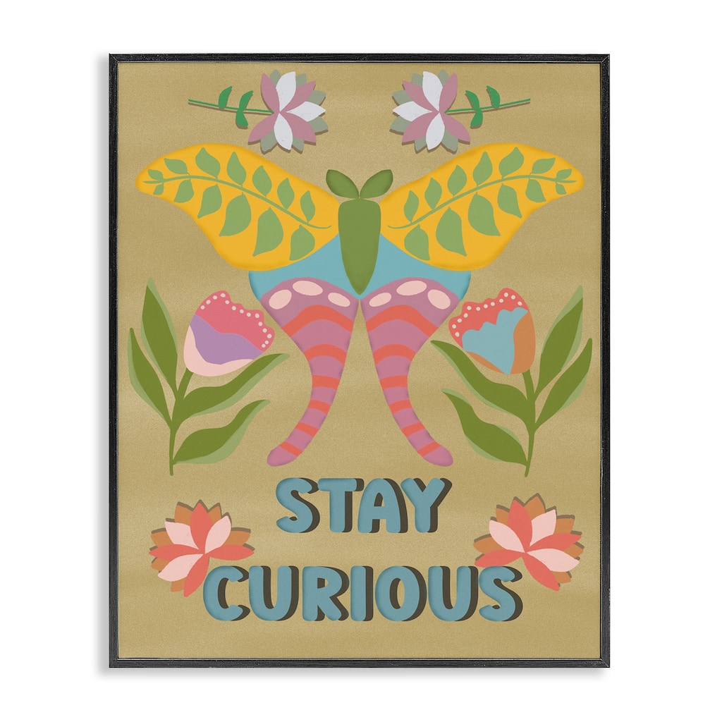 Stupell Stay Curious Butterfly Framed Giclee Art Design By Julia Fox