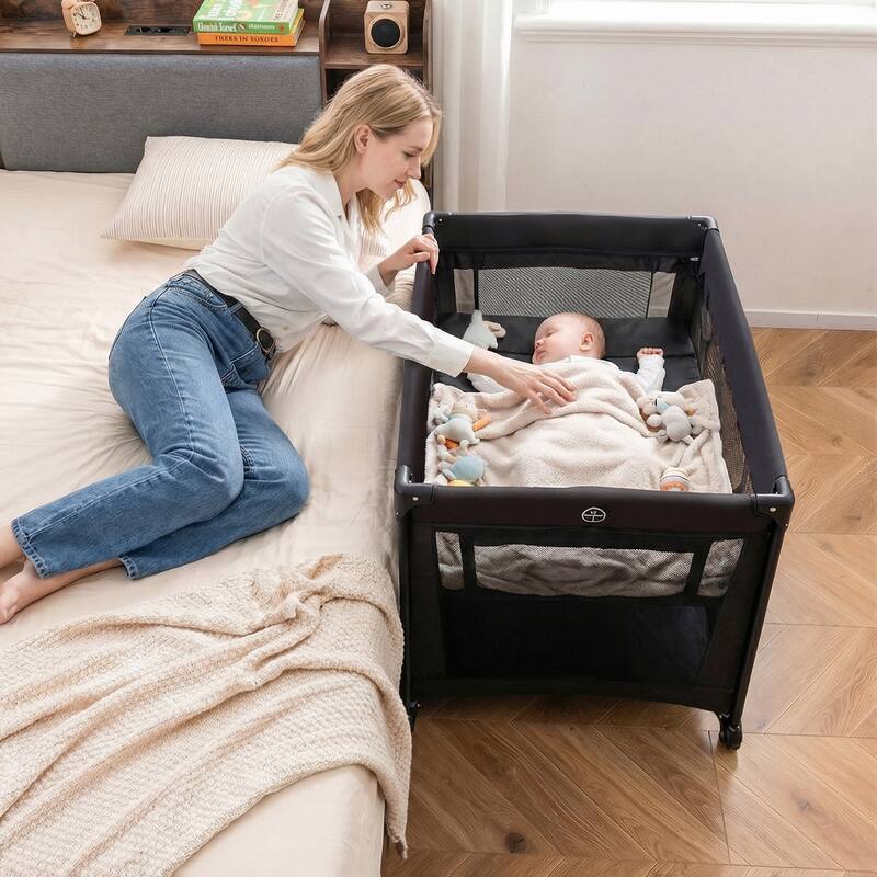 Gymax Portable Baby Playard w/Soft Mattress Breathable Mesh Sides