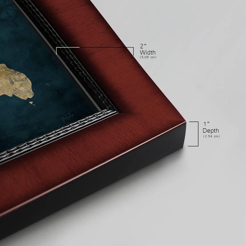 Navy Gold Map Premium Framed Canvas- Ready to Hang