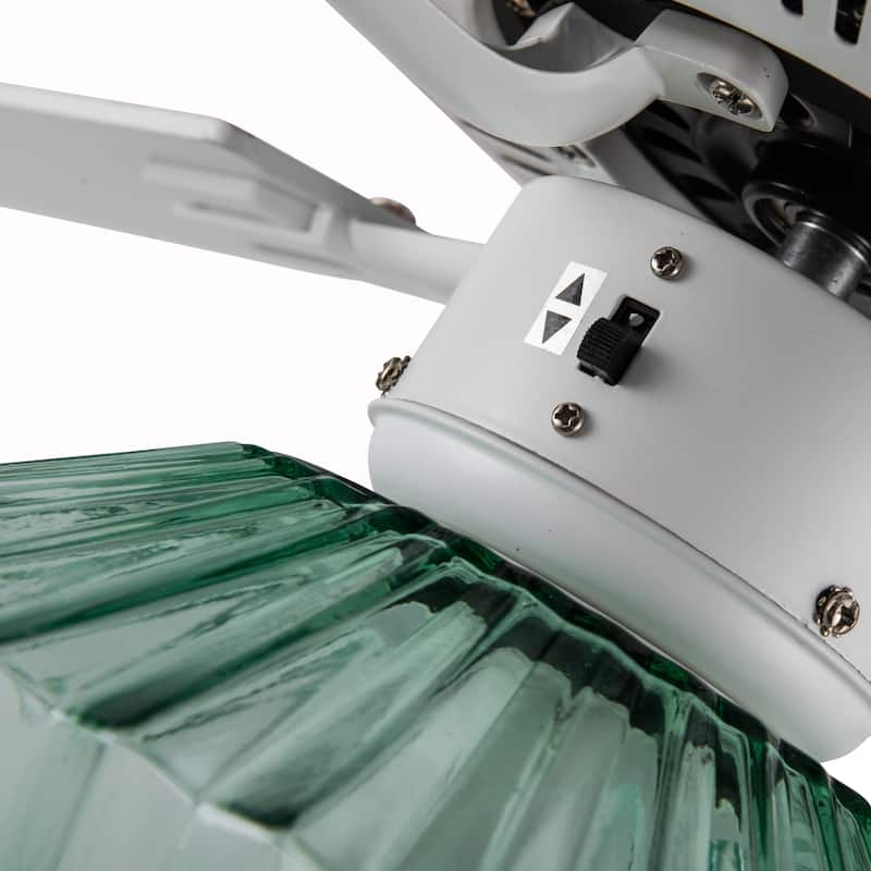 Eva River of Goods Remote Controlled Green Ribbed Sea Glass Shaded 1-Light 52-Inch Ceiling Fan