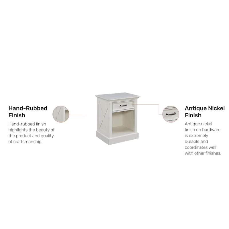 Homestyles Seaside Lodge Off-White Nightstand with Drawer, 22"W