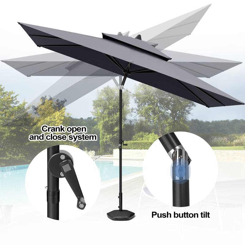 Pellebant 9 x 5 Ft Outdoor Double Top Market Umbrella