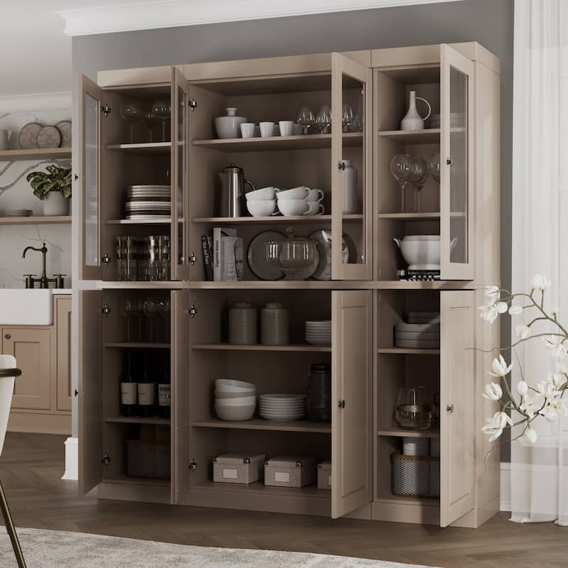 Palace Imports 100% Solid Wood 65" Kitchen China Pantry Cabinet - 65" x 71.5"