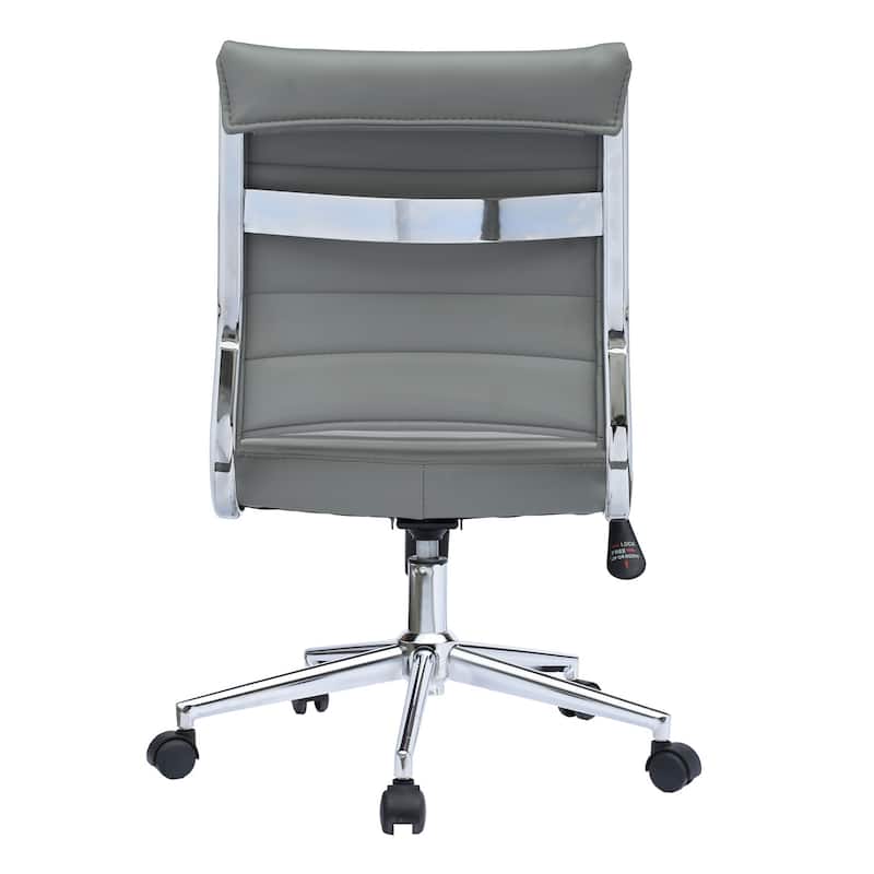(Retired) Ergonomic Executive Mid back PU Leather Office Chair Armless Side No Arms Tilt With Wheels and Padded Cushioned Seat