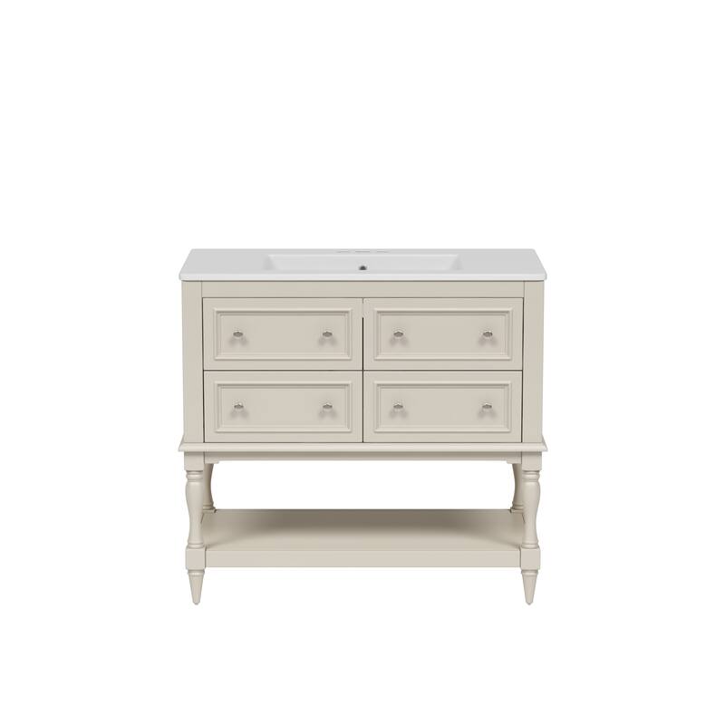 36'' Freestanding Bathroom Vanity with White Integrated Ceramic Sink - 36'' x 18'' x 34''