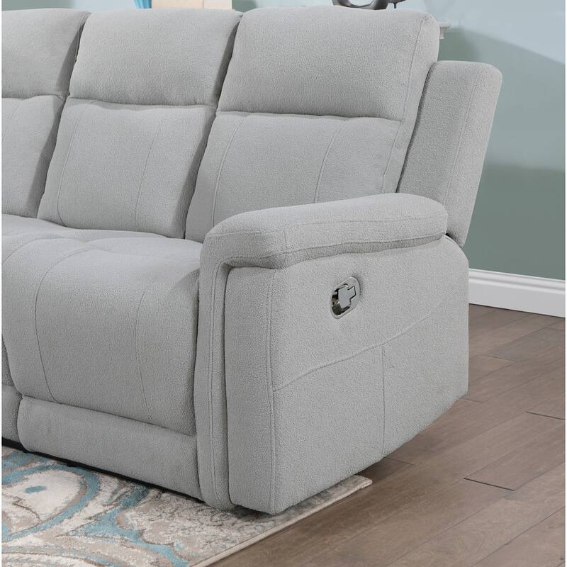 71" Light Gray Power Reclining Loveseat With Storage